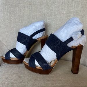 Dark denim chambray Xband heels